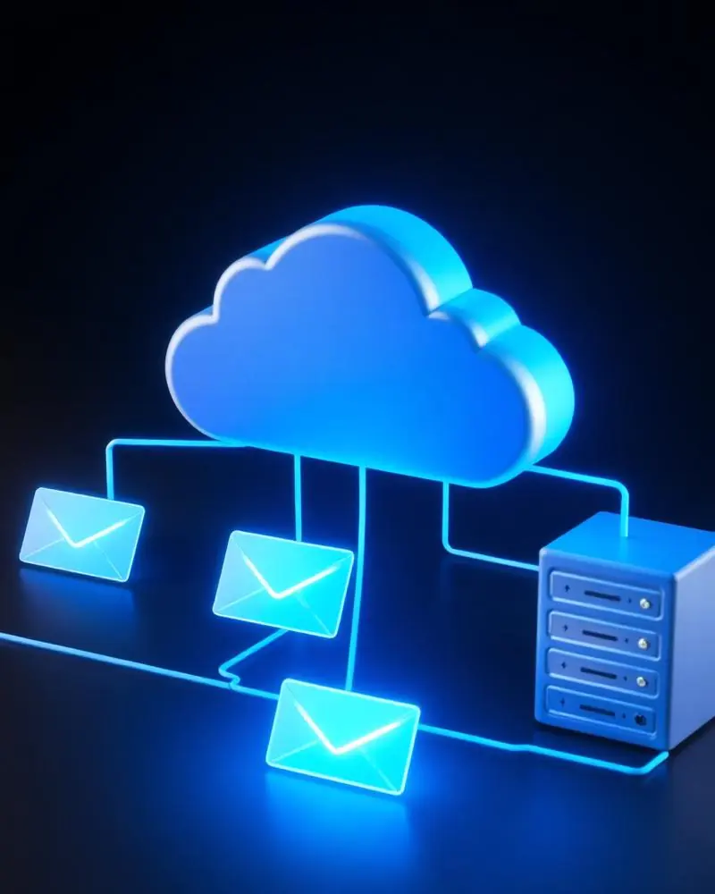 Nuvem corporativa conectada a e-mails e armazenamento seguro