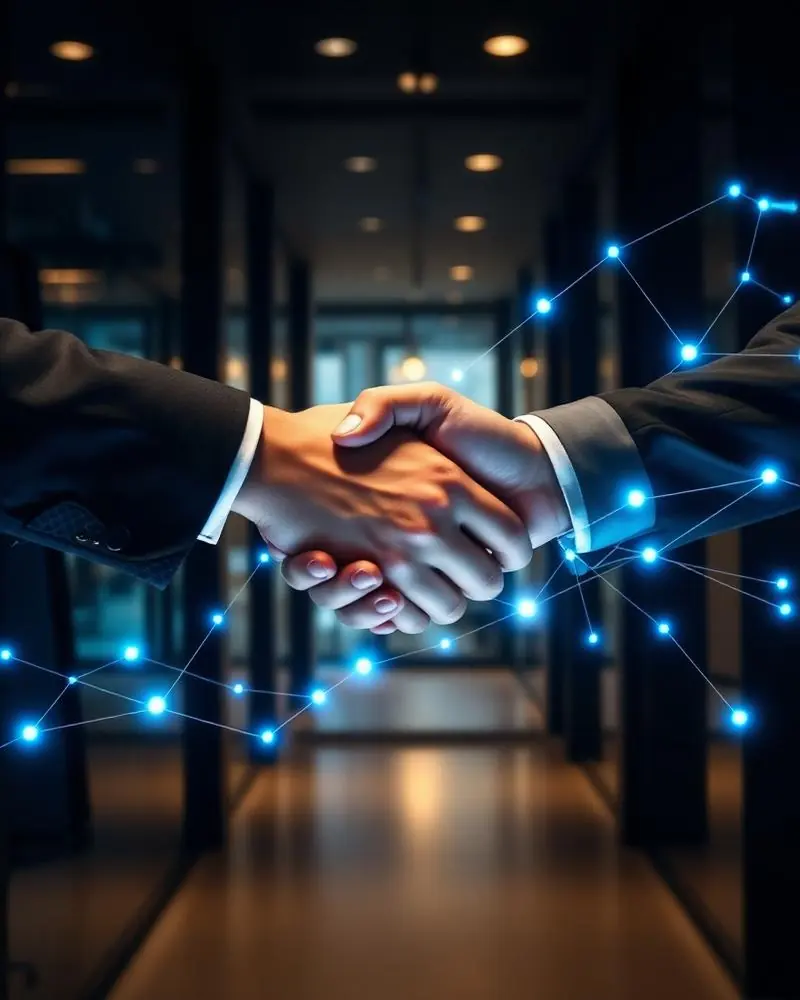 Parceria B2B de TI com conexões de rede entre empresas